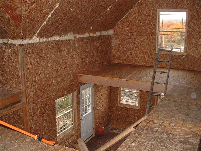 Loft interior showing SIP panels