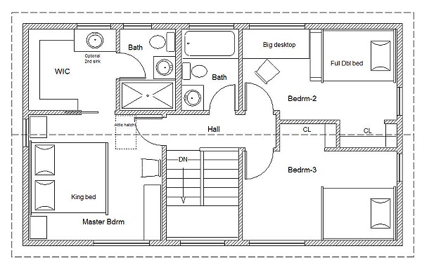20 x 34 Universal cottage - second floor plan