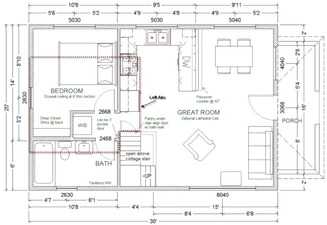 20x30 1.5 Story Cottage from CountryPlans.com 20x30 1.5 Story Cottage from CountryPlans.com