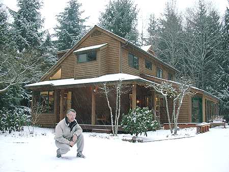 Solar saltbox in the snow