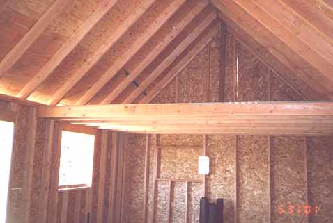 Future kitchen area with loft above