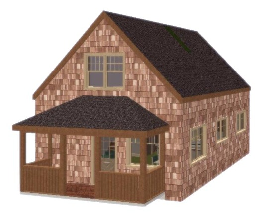 The 20’x30’ One and a Half Story Cottage House Plans Kit from CountryPlans.com 