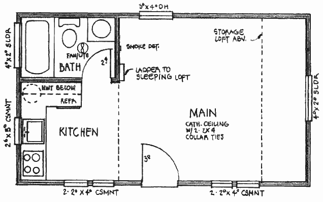 14x24 Little House floor plan
