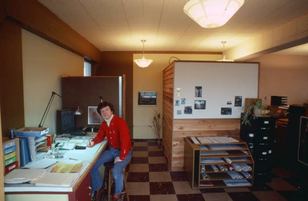 John Raabe drafting in his old Seattle office in the 1970s