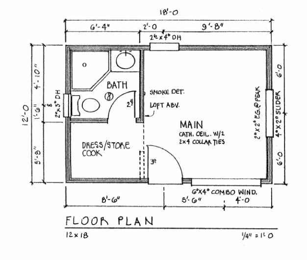 12x18 Little House floor plan from CountryPlans.com 12x18 Little House floor plan from CountryPlans.com